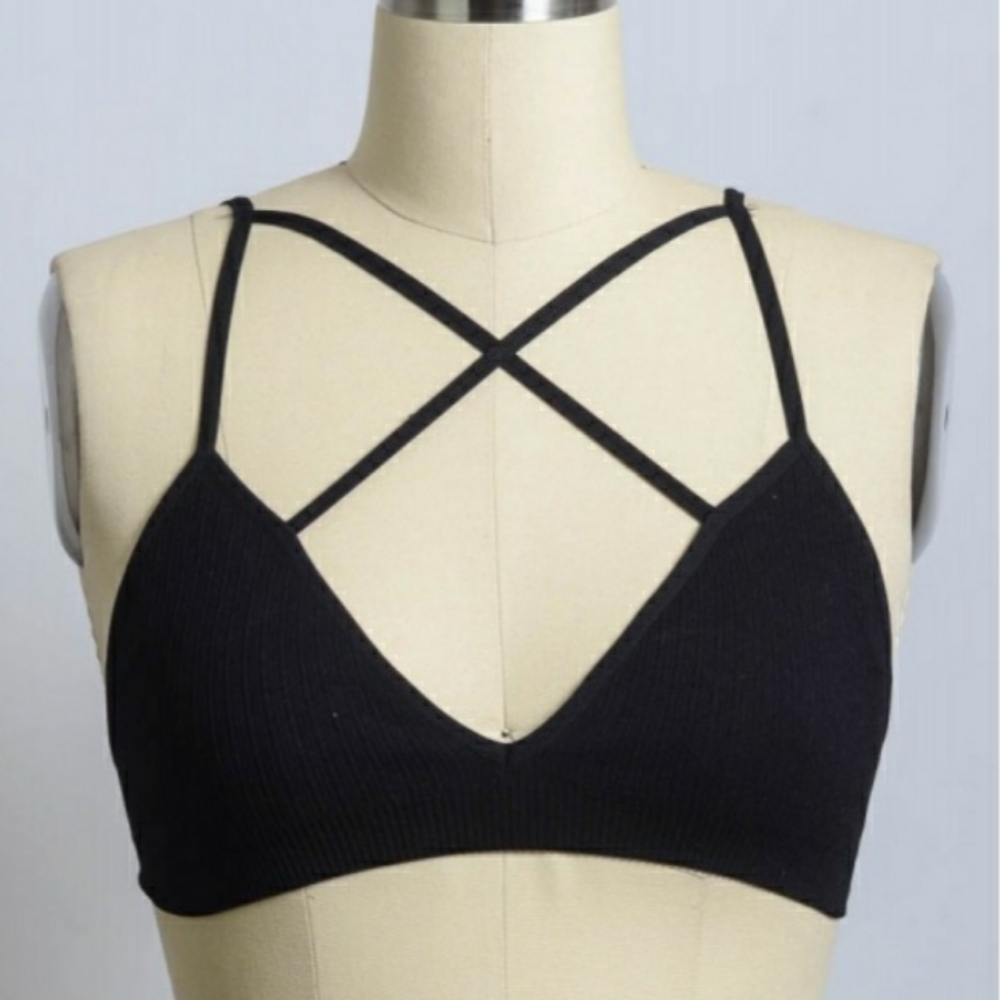 Black Front Cross Bralette
